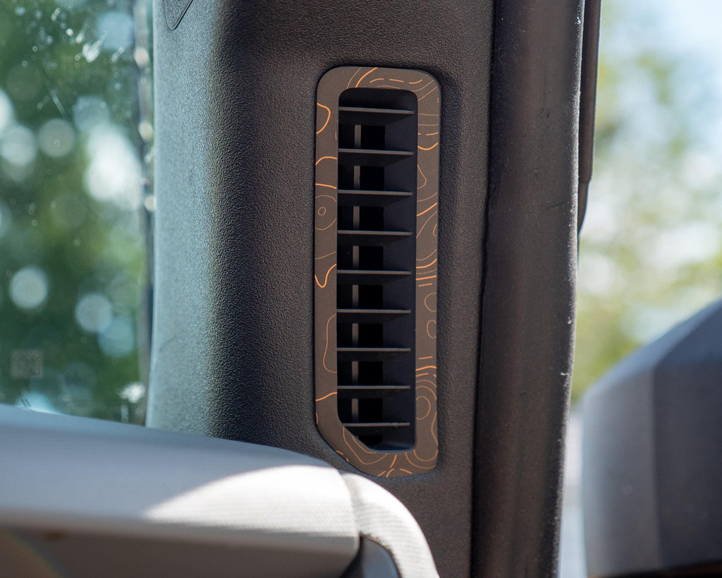 Bronco Topo Defrost Vent Overlay 2021–2025 | Topography Pattern Vinyl Wrap Interior Trim Decal