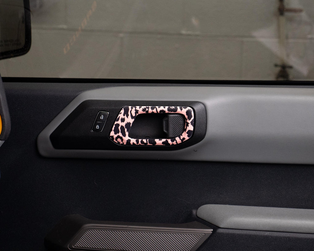 Bronco Interior Door Handle Wrap - Leopard Print - Accent Wrap Overlay Decal - 2021+ Ford Bronco