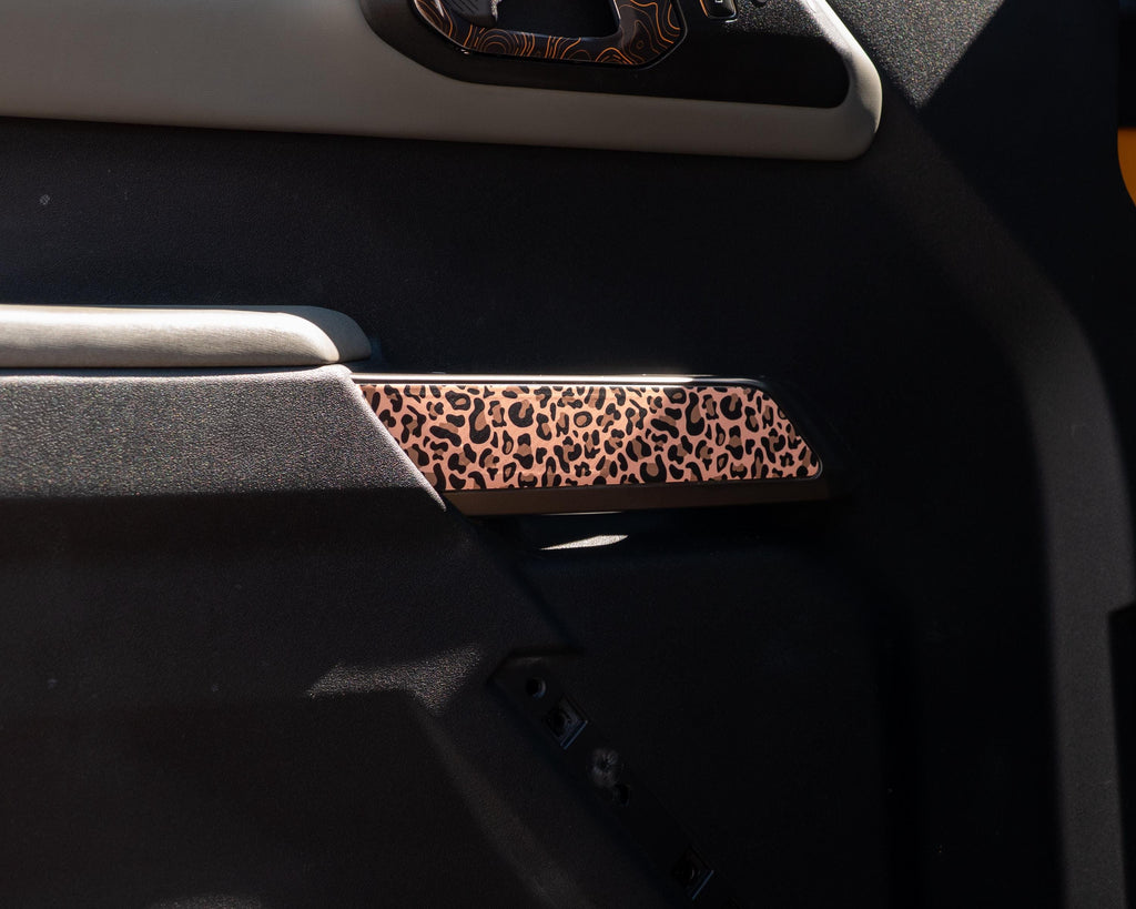 Bronco Leopard Front Door Grab Handle Accent Stripe overlay Trim Vinyl Decal Overlay Accessory for 2021, 2022, 2023, 2024 & 2025 Ford Bronco