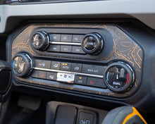 Load image into Gallery viewer, Bronco Topo AC &amp; Radio Control Panel Overlay 2021–2025 | Topography Pattern Vinyl Wrap Interior Trim Decal
