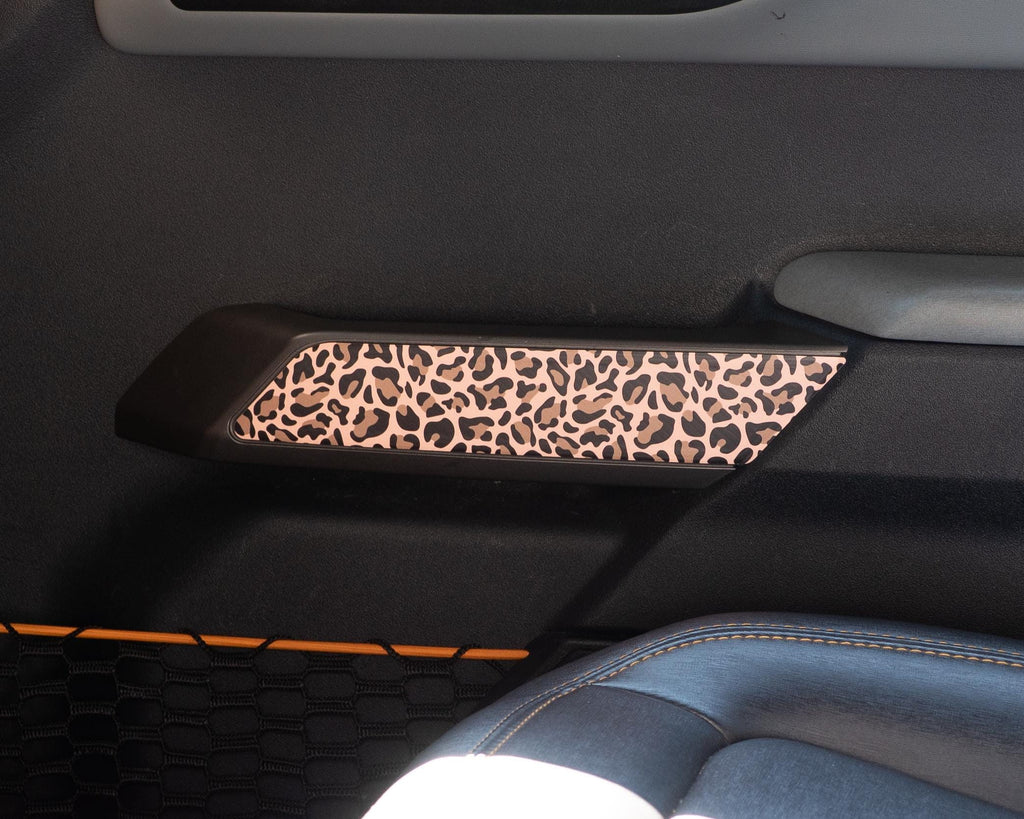 Bronco Leopard Front Door Grab Handle Accent Stripe overlay Trim Vinyl Decal Overlay Accessory for 2021, 2022, 2023, 2024 & 2025 Ford Bronco