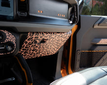 Load image into Gallery viewer, Bronco Leopard Glove Box Wrap 2021–2025 | Leopard Print Full Vinyl Overlay Interior Trim Cover | Scratch Protection | 2021+ Ford Bronco