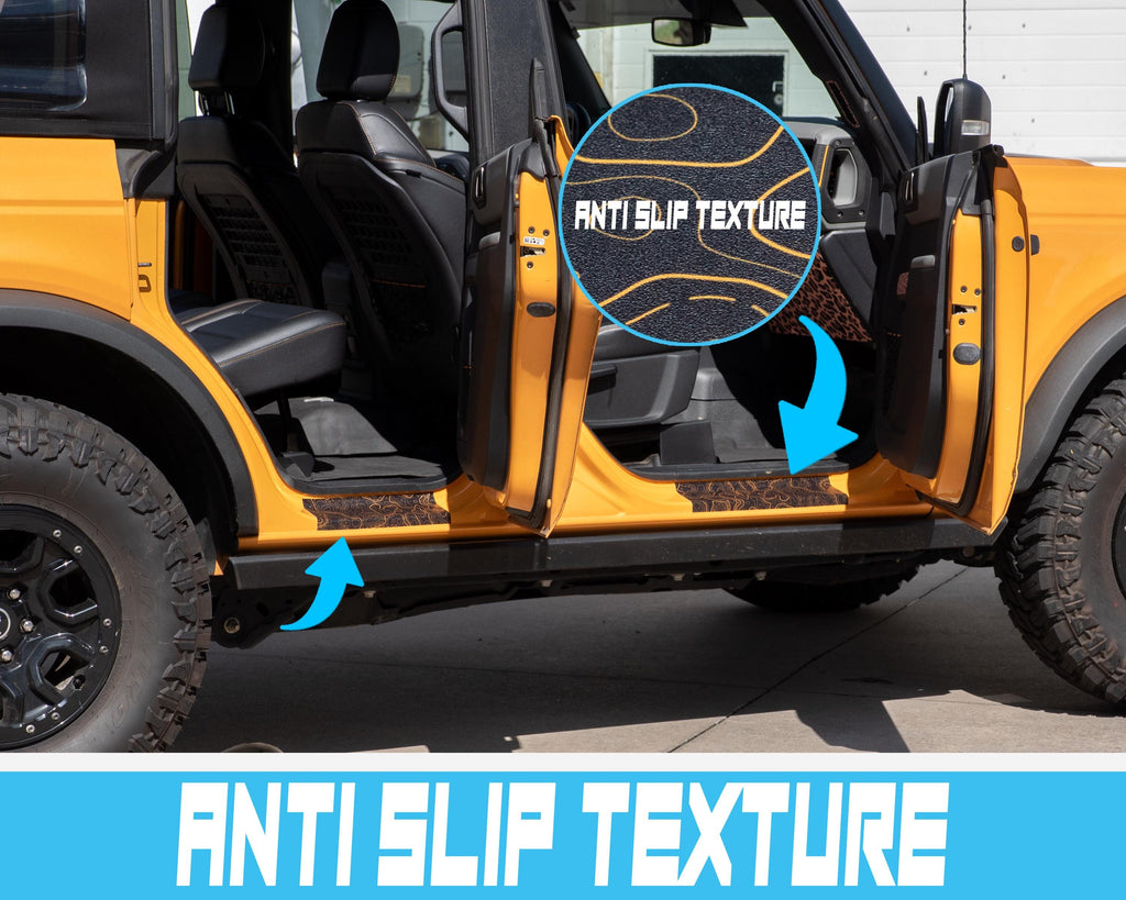 Bronco Topo Door Sill Protectors 2021-2025 | Anti-Slip Door Jamb Scratch Guard Kit | Paint Protection Accessories (2-Door & 4-Door)