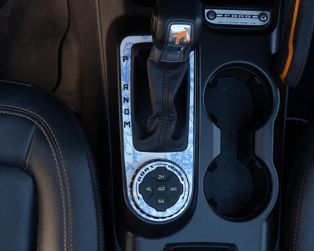 Bronco Shifter Plate - Toile Flower Pattern - Accent Wrap Decal - 2021+ Ford Bronco