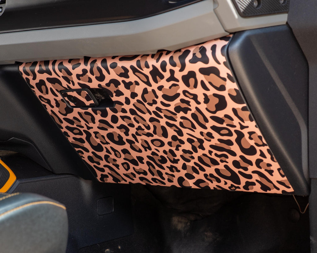 Bronco Leopard Glove Box Wrap 2021–2025 | Leopard Print Full Vinyl Overlay Interior Trim Cover | Scratch Protection | 2021+ Ford Bronco