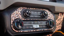Load image into Gallery viewer, Bronco Leopard Center Dash Controls Outline 2021–2025 | Leopard Print Vinyl Wrap Overlay | Interior Trim Decal Cover - Ford Bronco