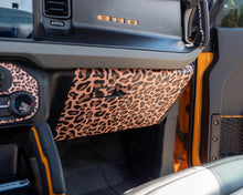 Load image into Gallery viewer, Bronco Leopard Glove Box Wrap 2021–2025 | Leopard Print Full Vinyl Overlay Interior Trim Cover | Scratch Protection | 2021+ Ford Bronco