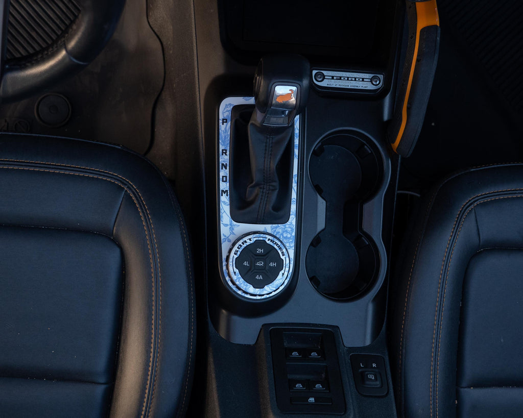 Bronco Shifter Plate - Toile Flower Pattern - Accent Wrap Decal - 2021+ Ford Bronco