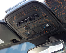 Load image into Gallery viewer, Bronco Topo Overhead AUX Switch Panel Overlay 2021–2025 | Topography Pattern Vinyl Wrap Interior Trim Decal
