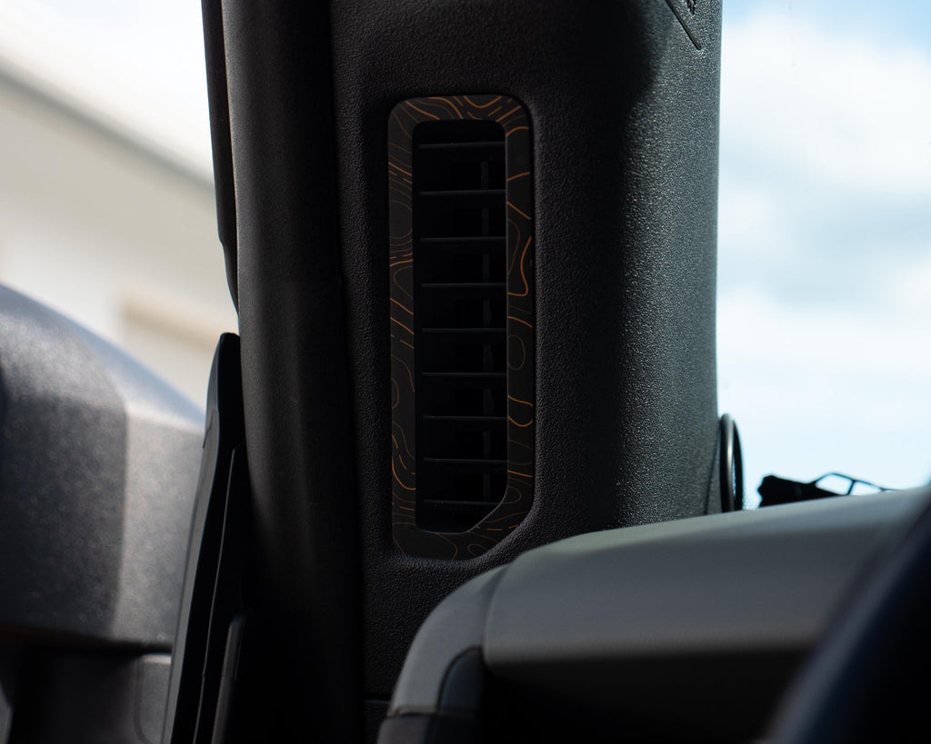 Bronco Topo Defrost Vent Overlay 2021–2025 | Topography Pattern Vinyl Wrap Interior Trim Decal