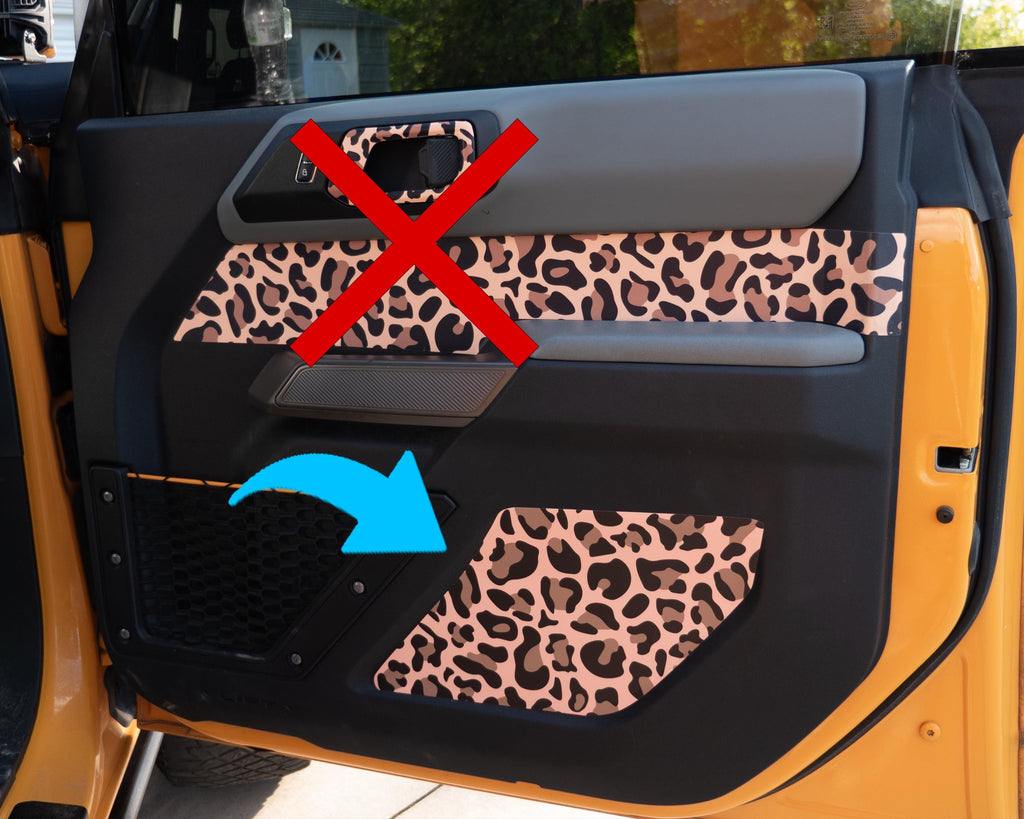 Bronco Lower Door Insert - Leopard Print Accent Wrap Decal - 2021+ Ford Bronco 4dr