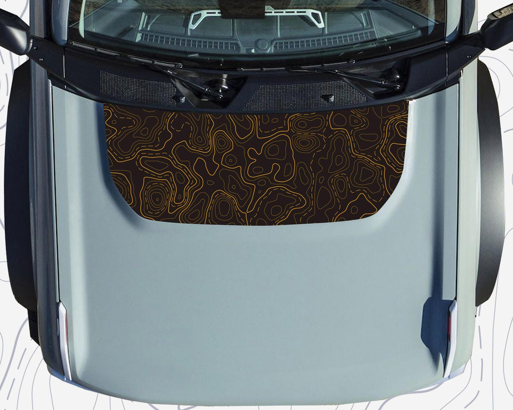 Bronco Topographic Hood Cowl Printed Wrap Decal Graphic for 2021+ Ford Bronco
