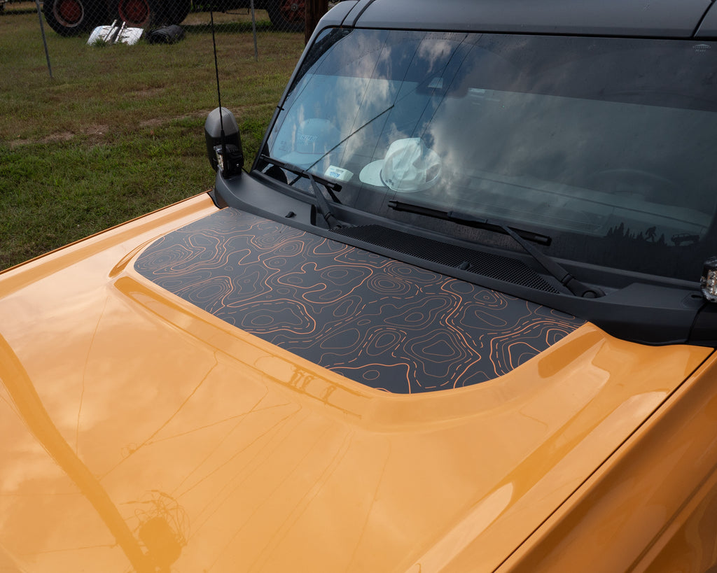 Bronco Topographic Hood Cowl Printed Wrap Decal Graphic for 2021+ Ford Bronco