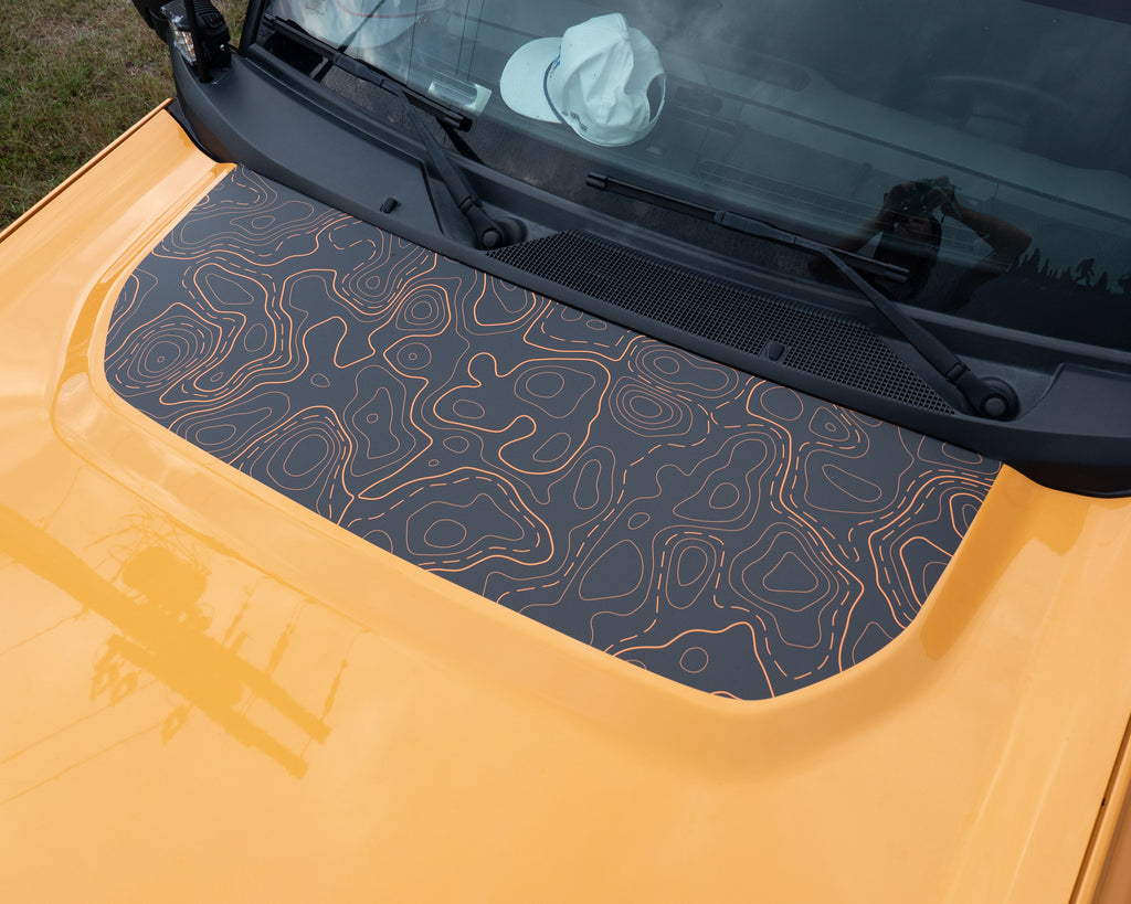 Bronco Topographic Hood Cowl Printed Wrap Decal Graphic for 2021+ Ford Bronco