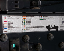 Load image into Gallery viewer, Ford Bronco Interior Fuse Label Decal – Under Steering Wheel Fuse Guide Sticker for 2021+ Bronco