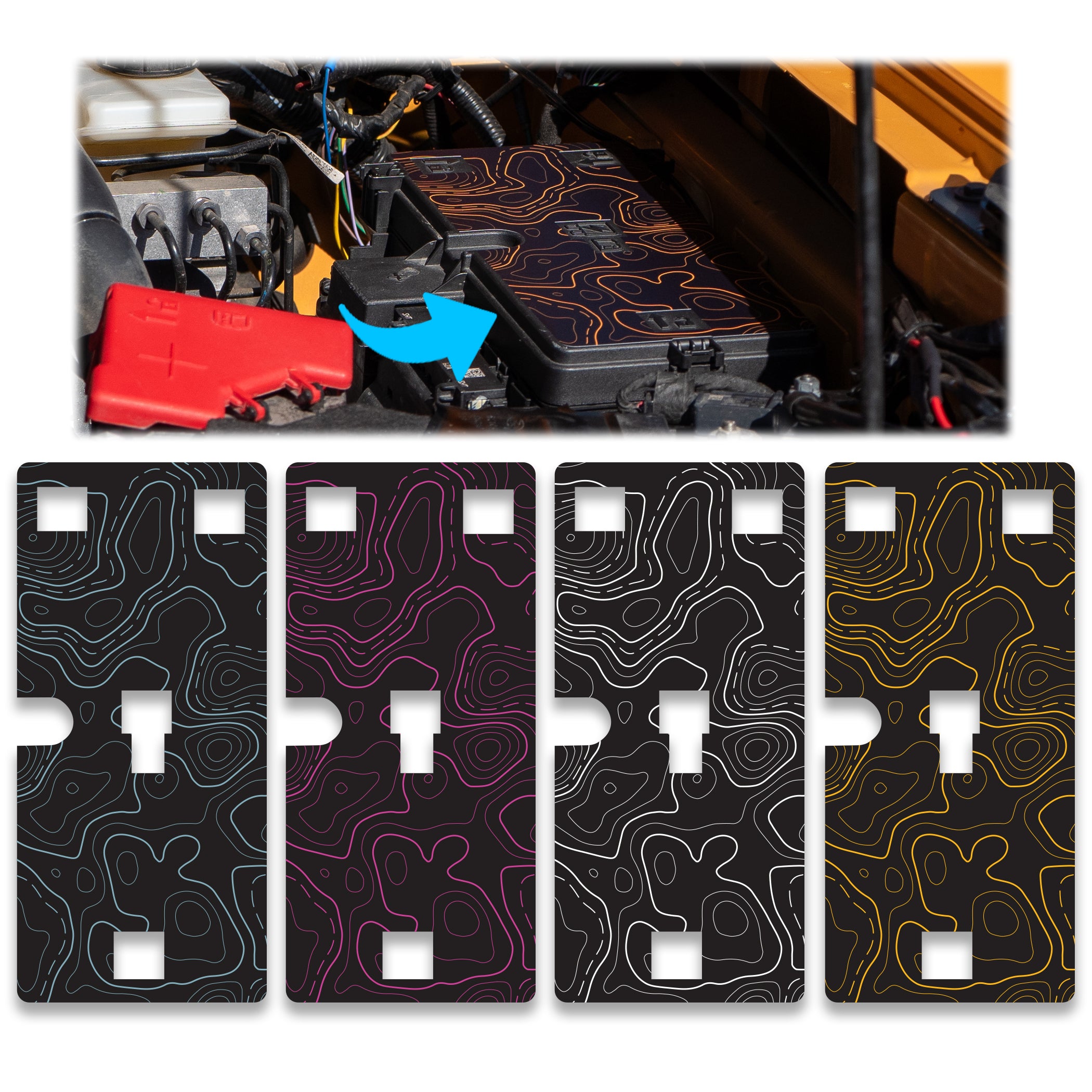 Bronco Fuse Box Lid Cover Wrap Kit - Topography Series - 2021+ Ford Bronco