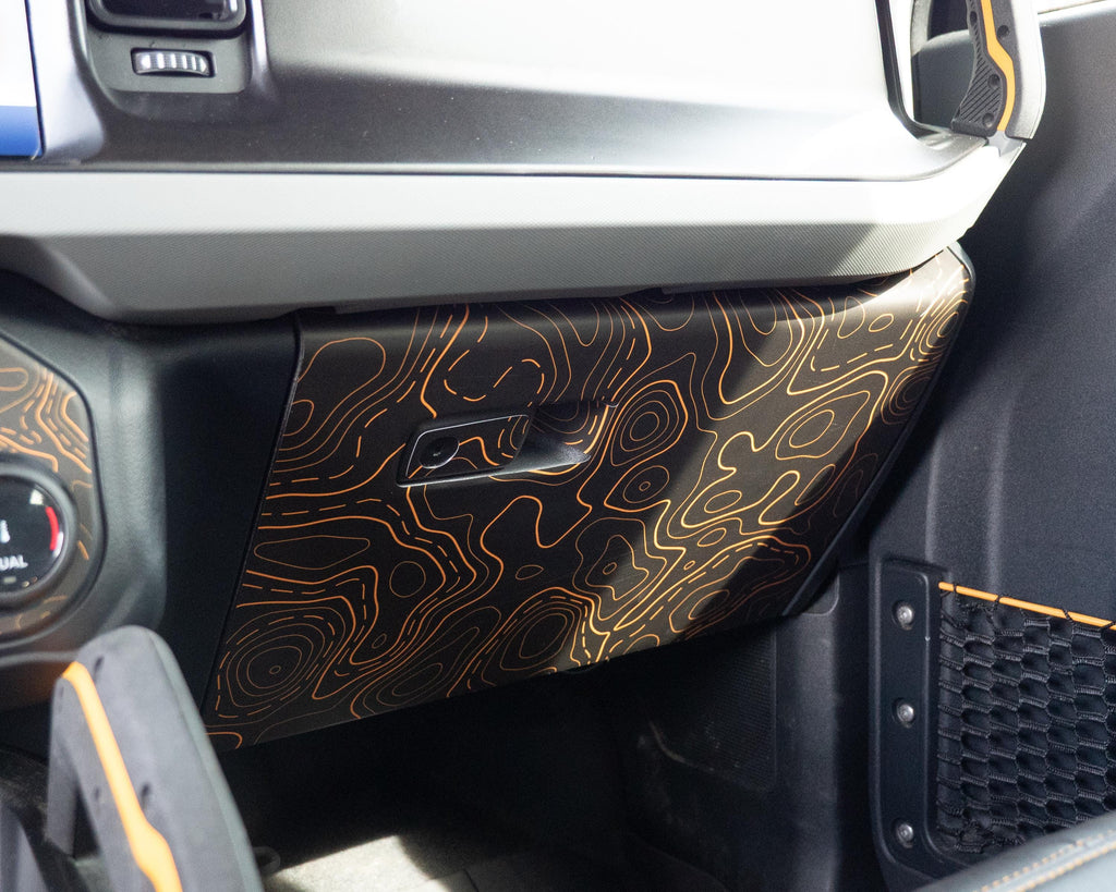 Bronco Glove Box Wrap 2021–2025 | Topography Pattern Full Vinyl Wrap Overlay Interior Trim Cover | Scratch Protection