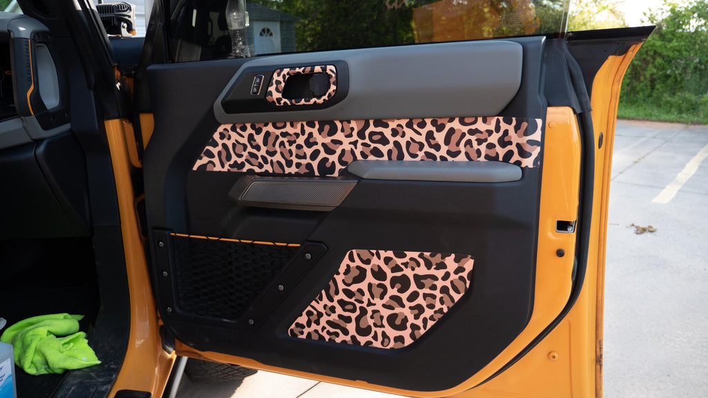 Bronco Upper Door Insert - Leopard Print Accent Wrap Decal for 2021+ Ford Bronco