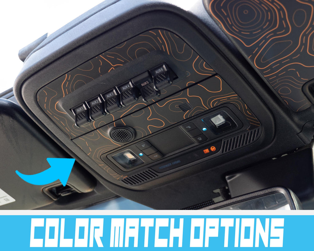 Bronco Topo Overhead AUX Switch Panel Overlay 2021–2025 | Topography Pattern Vinyl Wrap Interior Trim Decal