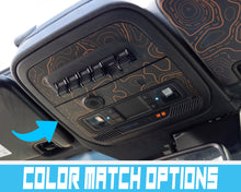 Load image into Gallery viewer, Bronco Topo Overhead AUX Switch Panel Overlay 2021–2025 | Topography Pattern Vinyl Wrap Interior Trim Decal