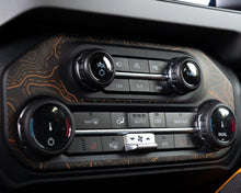 Load image into Gallery viewer, Bronco Topo AC &amp; Radio Control Panel Overlay 2021–2025 | Topography Pattern Vinyl Wrap Interior Trim Decal