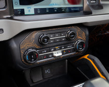 Load image into Gallery viewer, Bronco Topo AC &amp; Radio Control Panel Overlay 2021–2025 | Topography Pattern Vinyl Wrap Interior Trim Decal