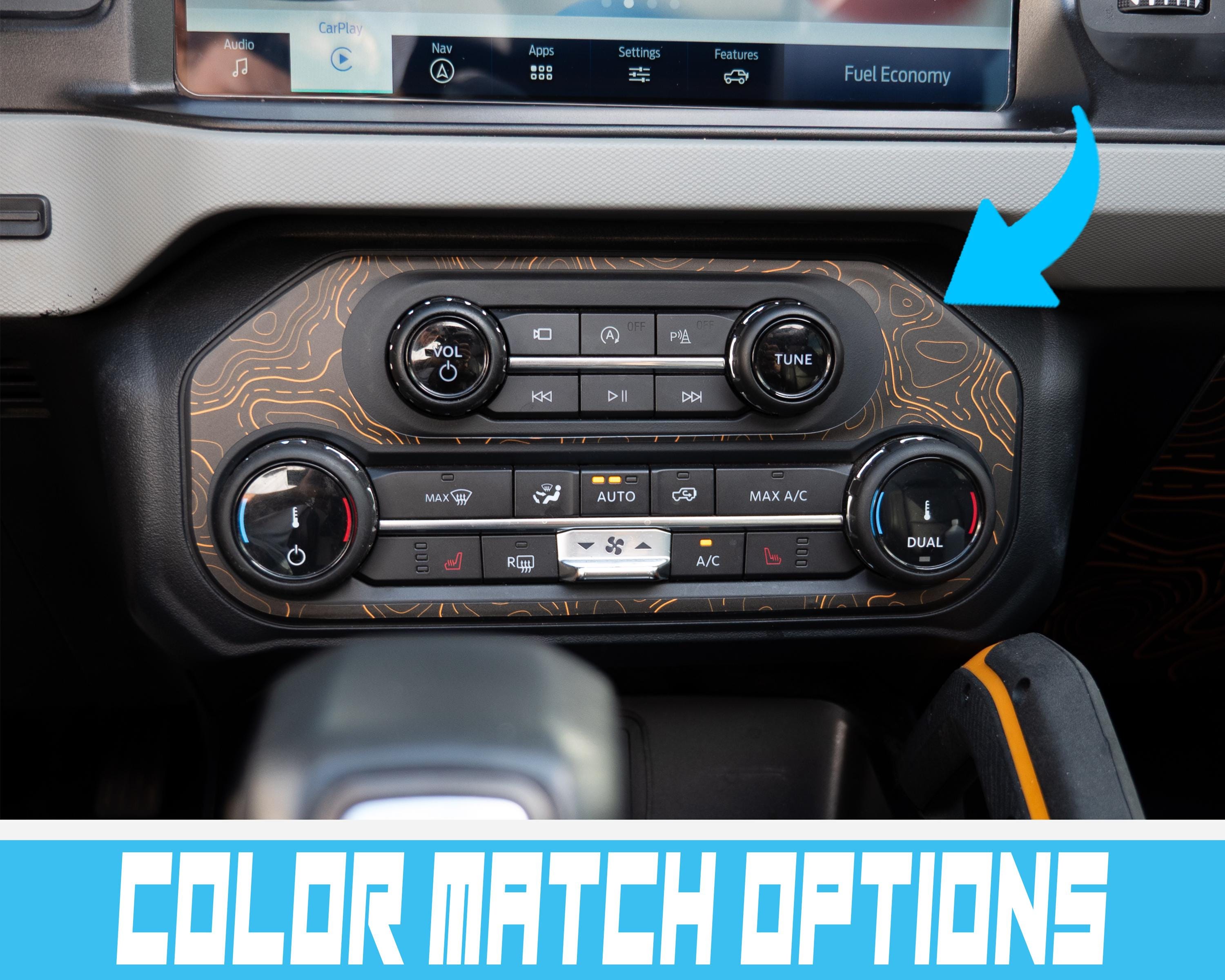 Bronco Topo AC & Radio Control Panel Overlay 2021–2025 | Topography Pattern Vinyl Wrap Interior Trim Decal