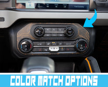 Load image into Gallery viewer, Bronco Topo AC &amp; Radio Control Panel Overlay 2021–2025 | Topography Pattern Vinyl Wrap Interior Trim Decal