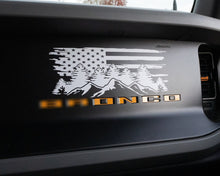 Load image into Gallery viewer, Bronco Dash American Flag Mountains Forest Decal Sticker for 2021+ Ford Bronco (FULL SIZE)
