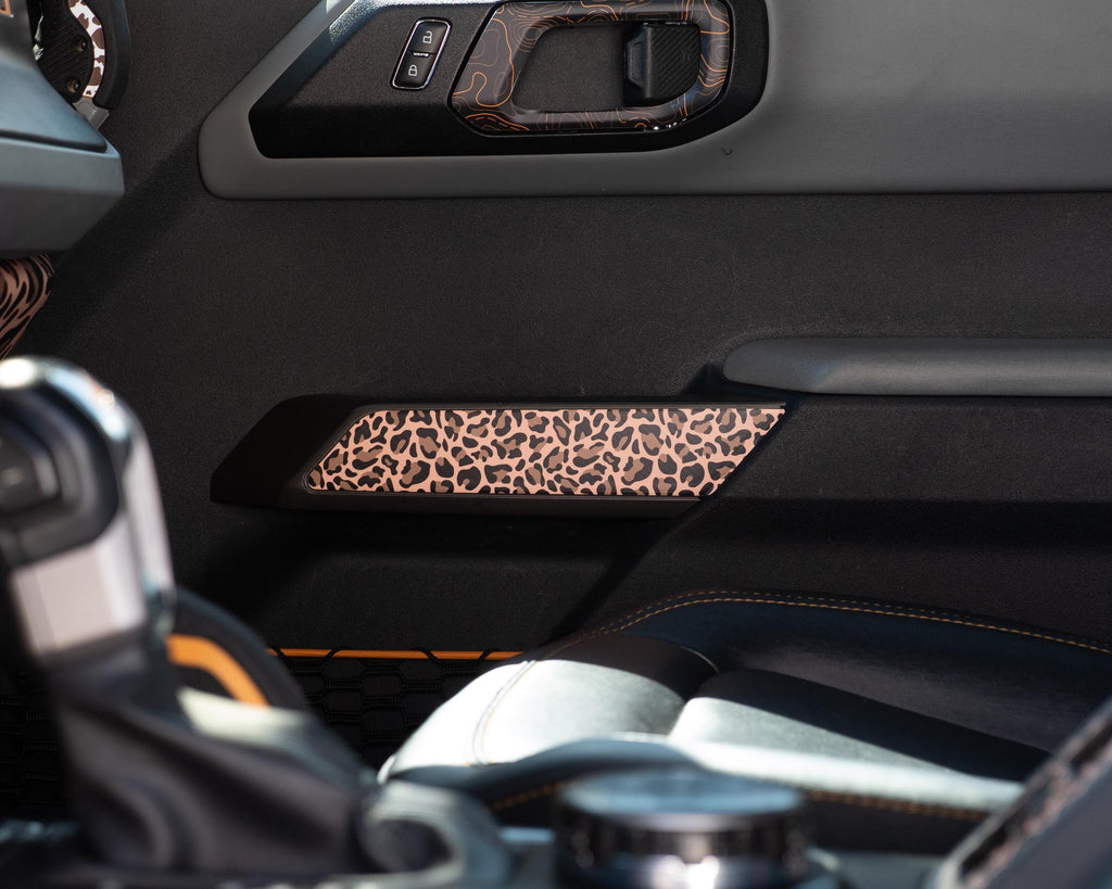 Bronco Leopard Front Door Grab Handle Accent Stripe overlay Trim Vinyl Decal Overlay Accessory for 2021, 2022, 2023, 2024 & 2025 Ford Bronco