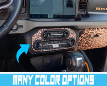 Load image into Gallery viewer, Bronco Leopard Center Dash Controls Outline 2021–2025 | Leopard Print Vinyl Wrap Overlay | Interior Trim Decal Cover - Ford Bronco